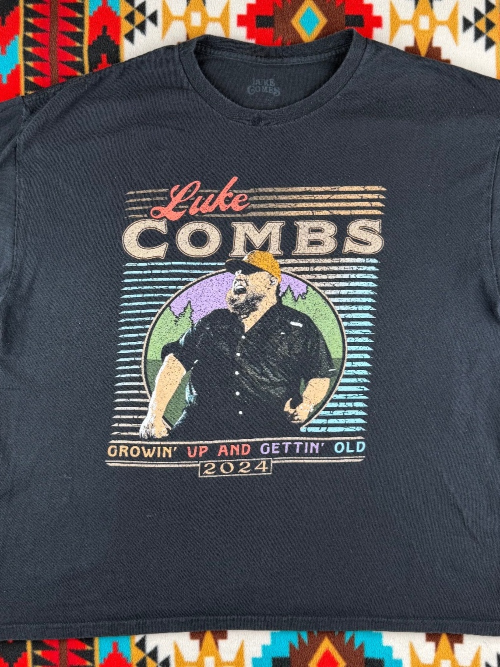 Luke Combs Growin Up And Gettin Old 2024 Tour T Shirt Country Music Tee Black La